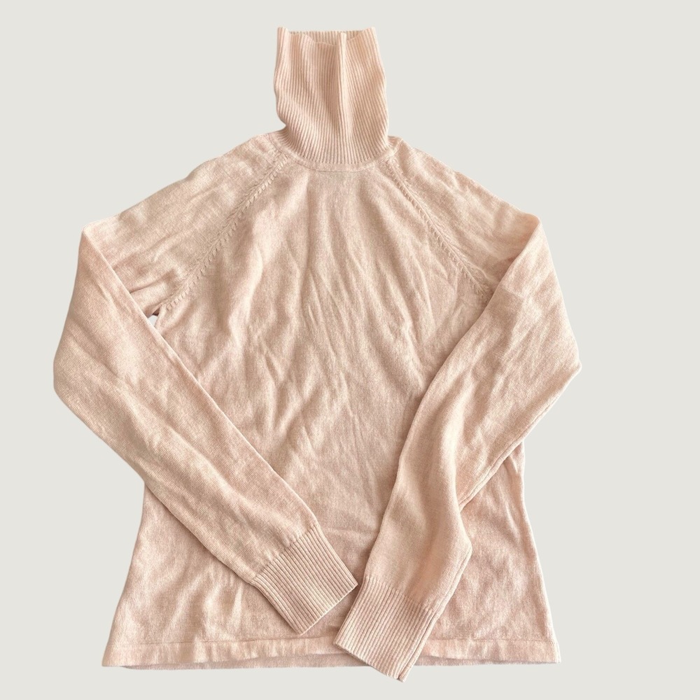 Ann Taylor Pink 100% Italian Extrafine Merino Wool Turtleneck Sweater Medium